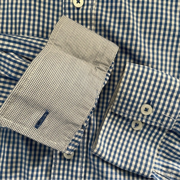 Nick Graham Modern Fit Easy Care Cotton Mini Gingham Checked Collar Button Shirt - Picture 2 of 11